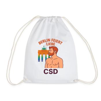 Berlin celebrates love CSD man - Drawstring Bag - white - Front