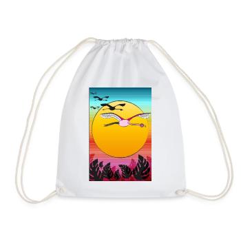 Fliegende Flamingos im Sonnenuntergang - Turnbeutel - Weiß - Vorne