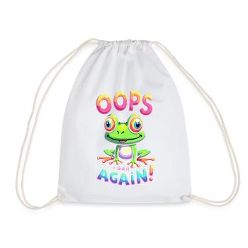 Colorful Frog with Optimistic Message - Drawstring Bag - white - Front