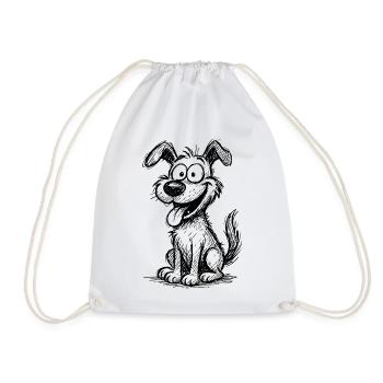 Playful dog with big eyes - Drawstring Bag - white - Front