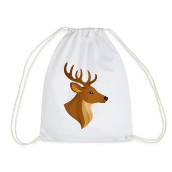 Majestic Deer Head – Noble Forest Dweller Motif - Drawstring Bag - white - Front