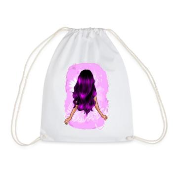 Beauty with long purple hair - Drawstring Bag - white - Front