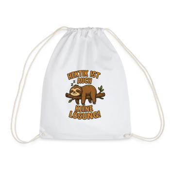 Hectic is also not a solution sleeping sloth - Drawstring Bag - white - Front