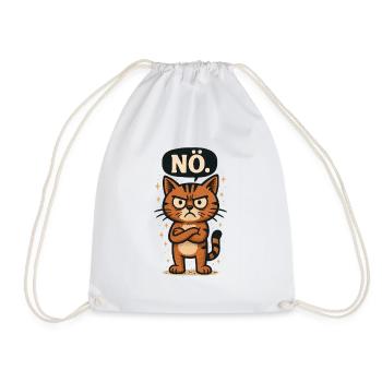 Funny cat with a cheeky saying Nope - Drawstring Bag - white - Front