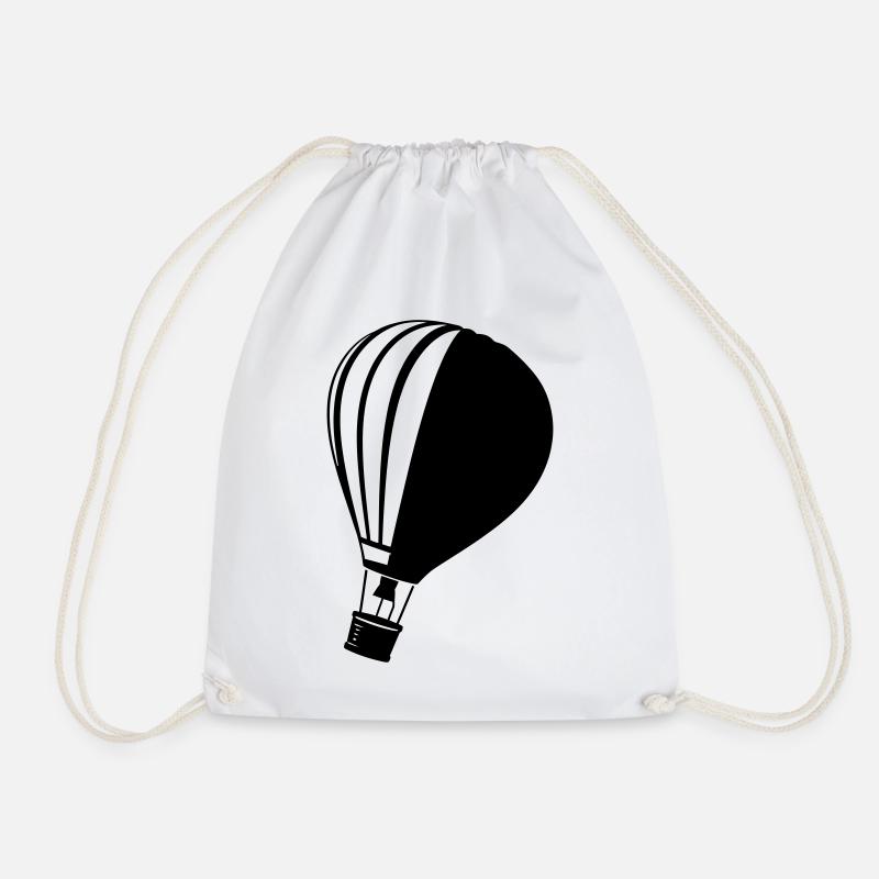 Classic Hot Air Balloon Silhouette - Drawstring Bag - white