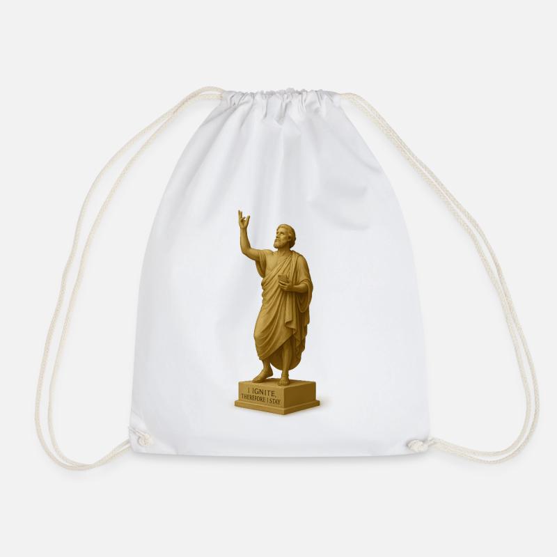 Religious sculpture with message - Drawstring Bag - white