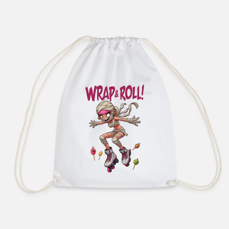 Cutie Roller Derby Mummy - Halloween - Drawstring Bag - white
