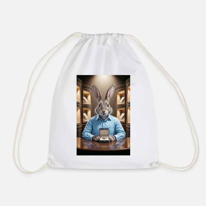 Humanoid Hare Jewelry - Drawstring Bag - white