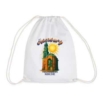 Hamburg Michel Shirt – St. Michaelis Kirche Retro  - Turnbeutel - Weiß - Vorne