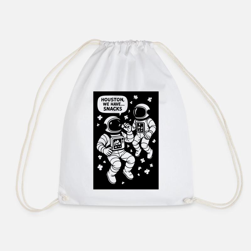 Astronauten mit Popcorn schwarzweiß - Turnbeutel - Weiß