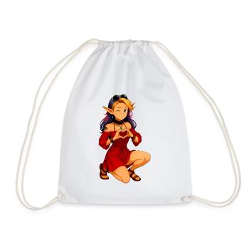 Zayra – Heart Gest of the Magical Elf Woman in Red - Drawstring Bag - white - Front