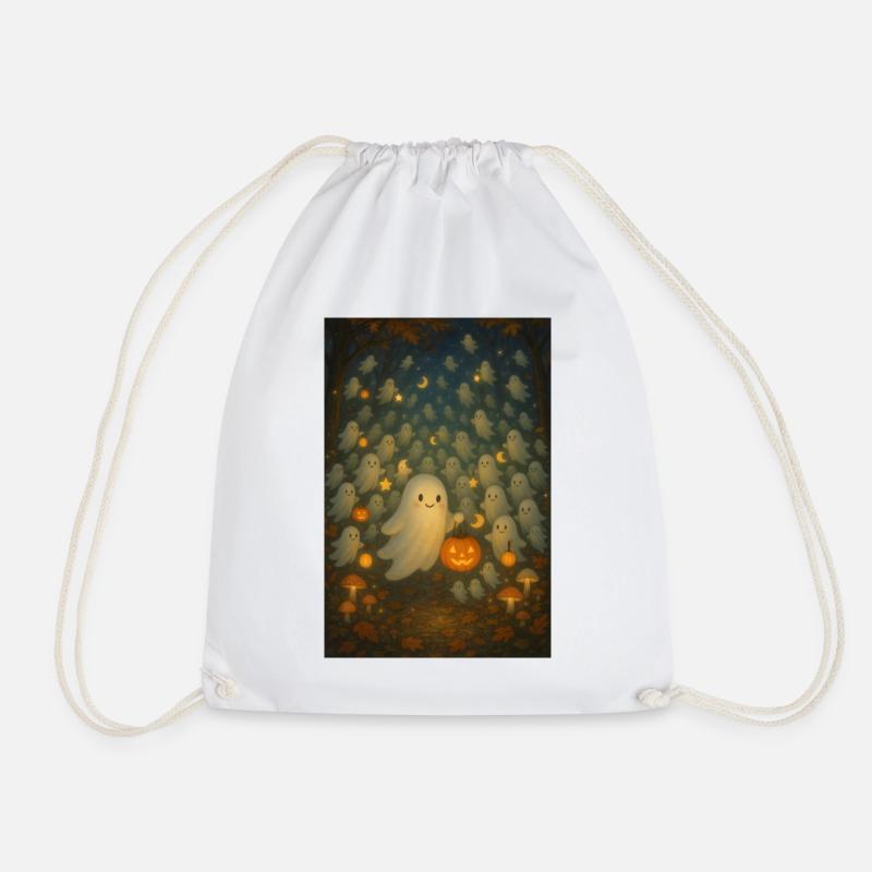 Moonlit Ghost Parade - Drawstring Bag - white