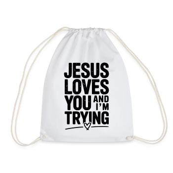 Jésus t’aime et j’essaie - Sac de sport léger - blanc - Devant