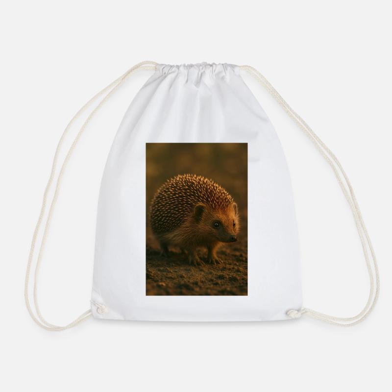 Animals - Hedgehog - Drawstring Bag - white