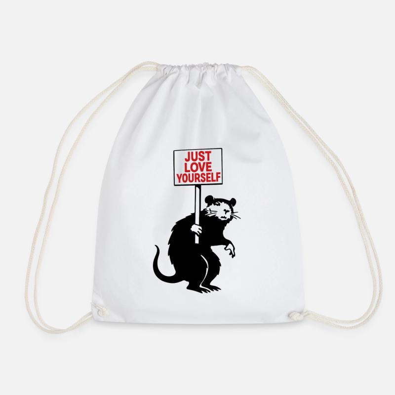 Just Love Yourself Self Love Sign - Drawstring Bag - white