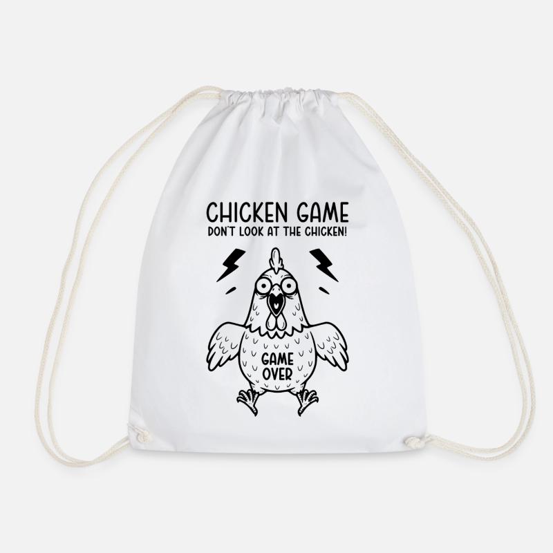 Chicken Game Don't look at the chicken Game over - Drawstring Bag - white
