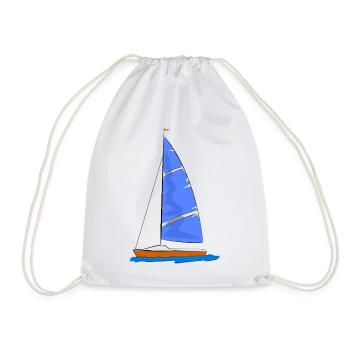 Sailboat blue sail - Drawstring Bag - white - Front