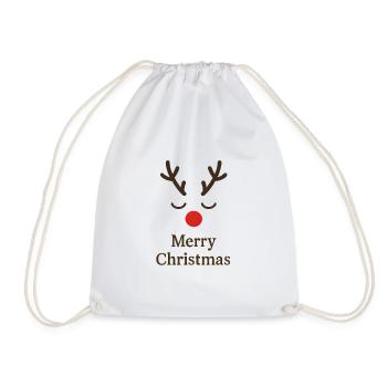 Reindeer Merry Christmas - Drawstring Bag - white - Front