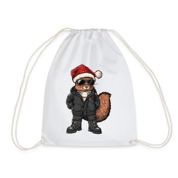 Squirrel Christmas Winter - Drawstring Bag - white - Front