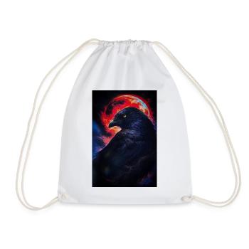 Raven in front of fire moon - Drawstring Bag - white - Front