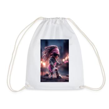 Dreadlock Doll Rocker sur guitare rose - Sac de sport léger - blanc - Devant