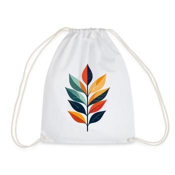 Colored Leaf Branches Design Autumn Leaves Art - Drawstring Bag - white - Front