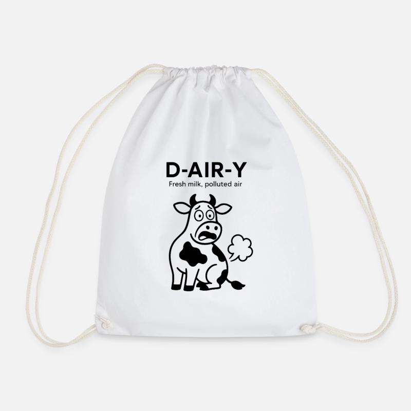 D-Air-Y – Fresh Milk, Polluted Air - Cow - Drawstring Bag - white