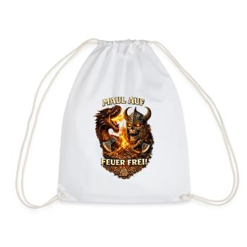 Skull Warrior Dragonfire - Drawstring Bag - white - Front