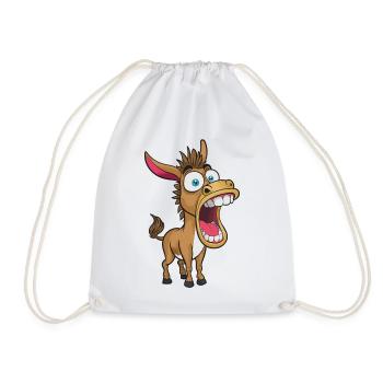 Wild donkey with a giant maw - Drawstring Bag - white - Front