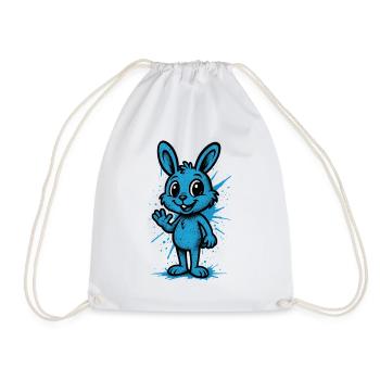 Blauer Spritzhase Grafik - Turnbeutel - Weiß - Vorne