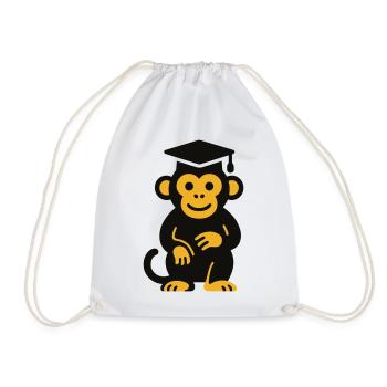Graduation Monkey Icon Tee - Turnbeutel - Weiß - Vorne