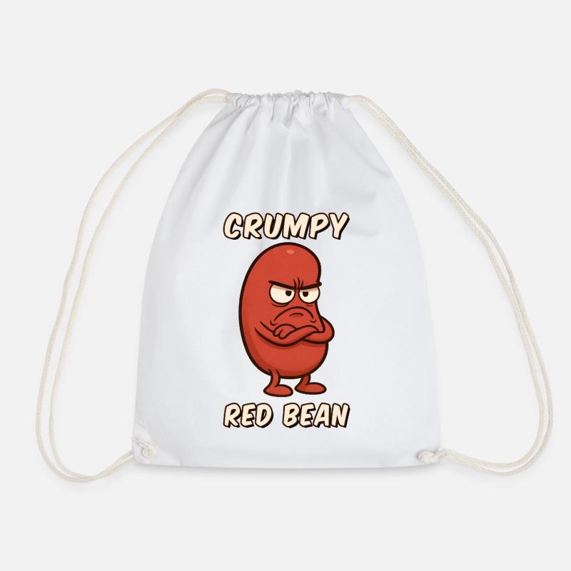 Grim Red Bean Figurine - Drawstring Bag - white