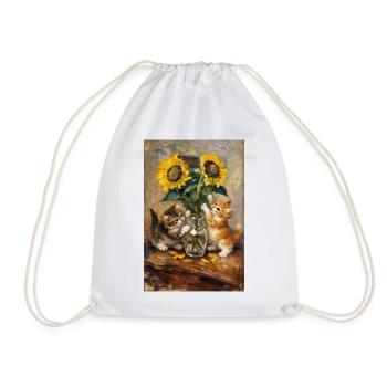 Sunflowers and Cats Still Life Henri Matisse - Drawstring Bag - white - Front