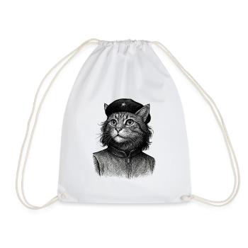 Cat with beret - Drawstring Bag - white - Front