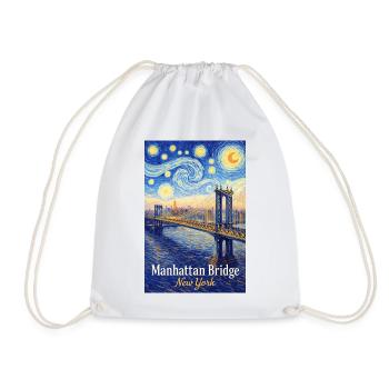 Manhattan Bridge in Star Swirl Style - Drawstring Bag - white - Front