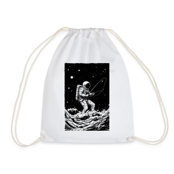 Astronaut Fishing in Space - Drawstring Bag - white - Front