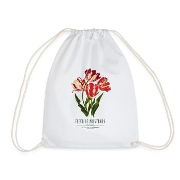 Vintage Red Tulips Botanical Floral Illustration  - Drawstring Bag - white - Front