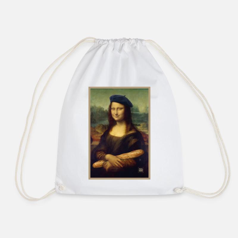 Mona Beret Baguette Portrait - Drawstring Bag - white