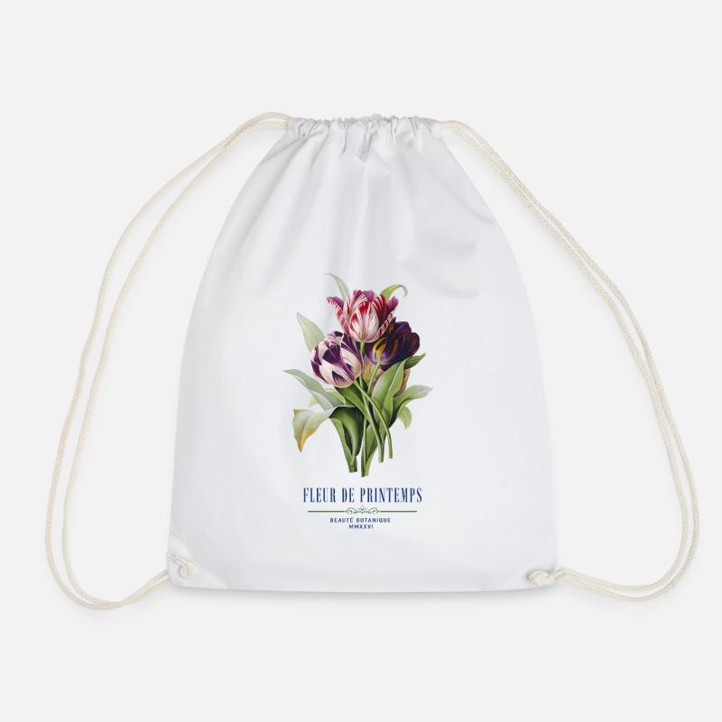 Tulip Bloom Fleurs de Printemps - Drawstring Bag - white