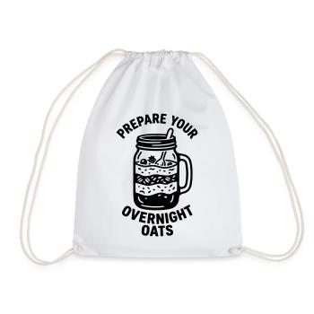 Overnight Oats Haferflocken vorbereiten Meal Prep - Turnbeutel - Weiß - Vorne