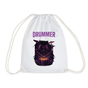 Batterie illustratif Neon Purple Drumset - Sac de sport léger - blanc - Devant