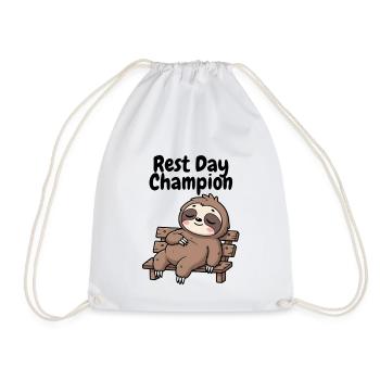 Rest Day Champion Sloth - Drawstring Bag - white - Front