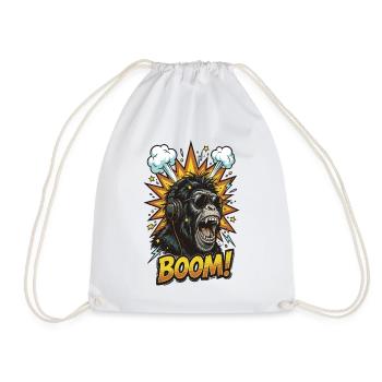 Cooler Schimpanse mit Kopfhörer Comic Design - Turnbeutel - Weiß - Vorne