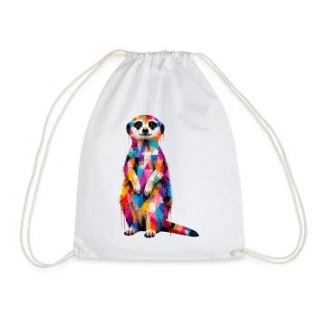 Colorful meerkat with splashes of color - Drawstring Bag - white - Front