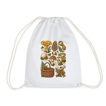 Mushrooms in the forest – botanical illustration - Drawstring Bag - white - Front