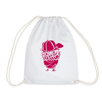 Hip Hopper Owl - Drawstring Bag - white - Front