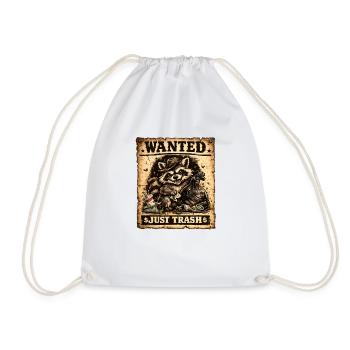 Raccoon Dumpster Poster Wanted - Drawstring Bag - white - Front