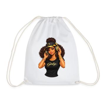 Girly Beats Illustration Hip-Hop - Drawstring Bag - white - Front