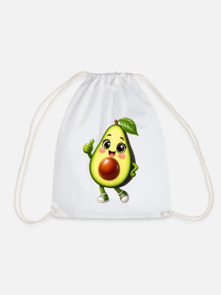 Fröhliches Avocado-Maskottchen - Turnbeutel - Weiß