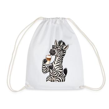 Zebra mit Latte Macchiato - Turnbeutel - Weiß - Vorne